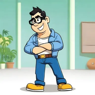 In the cartoon show, the main character is always seen wearing a banian with his jeans.