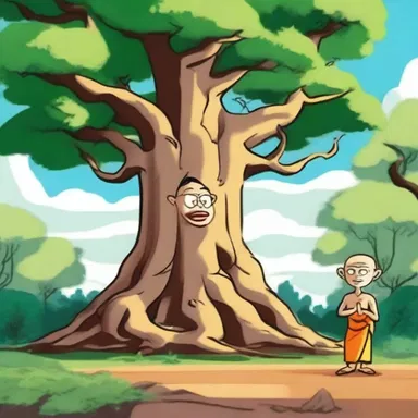 In the cartoon, the banian tree came to life and played a role as a wise and ancient character, providing guidance to the other characters.