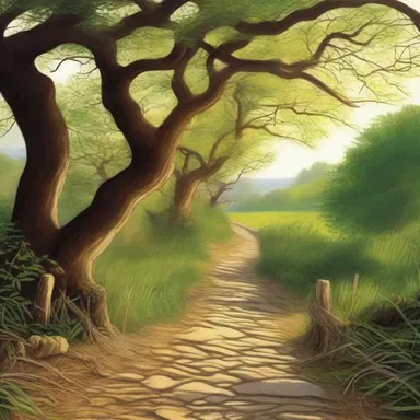 In the religious parable, the tangled path symbolized the struggles and trials a faithful person must overcome in their journey towards enlightenment.