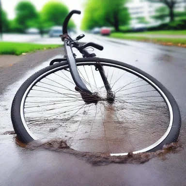 Why did the bicycle fall over? It had a mischance encounter with a pothole!