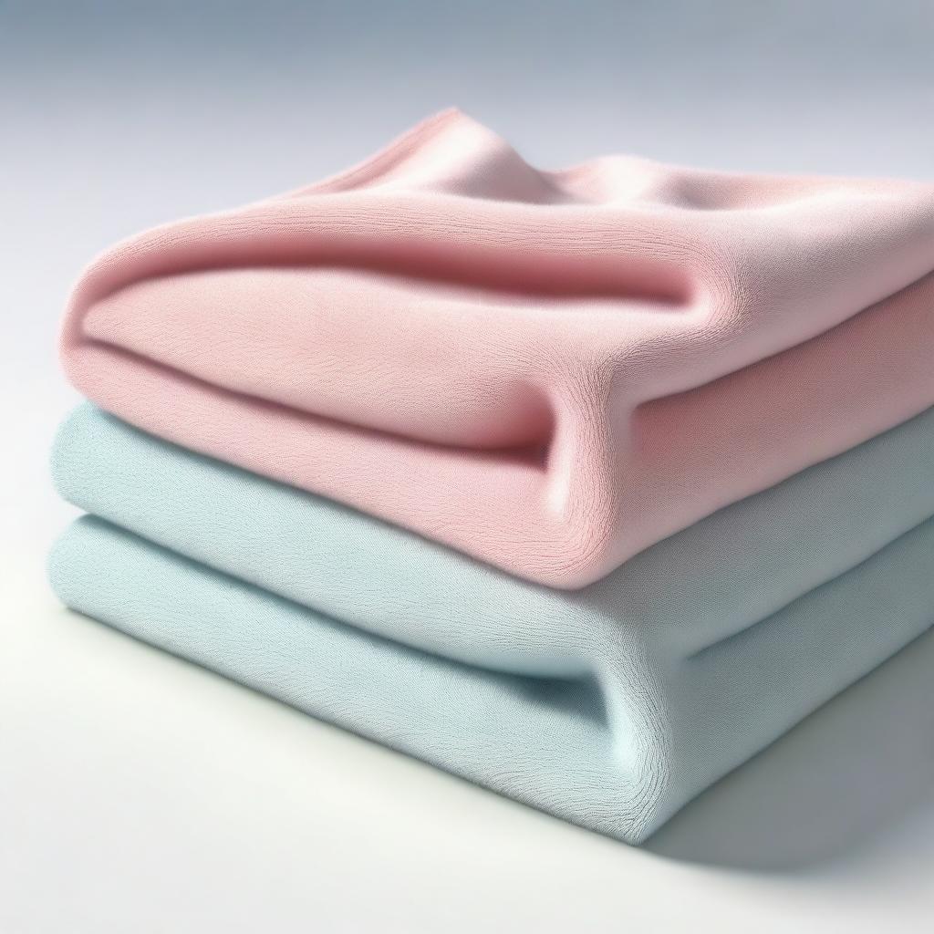 A perspective view of a pastel-colored towel