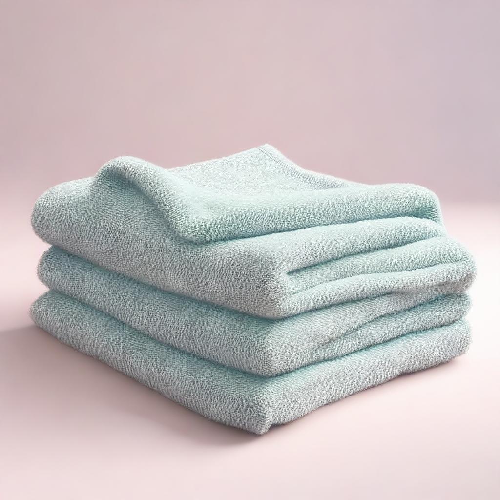 A perspective view of a pastel-colored towel spread out