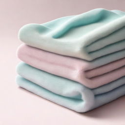 A perspective view of a pastel-colored towel spread out