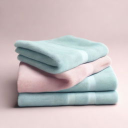 A perspective view of a pastel-colored towel spread out