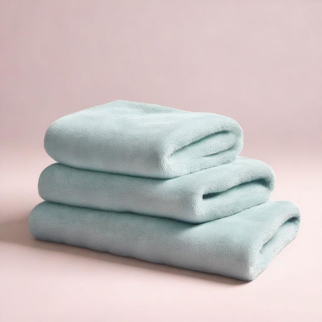 A perspective view of a pastel-colored towel spread out