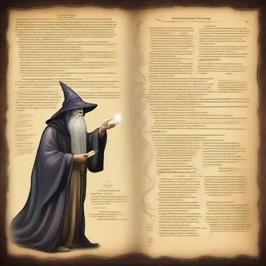 The wizard uses a logic diagram to create an enchanted spell in this fantasy novel.