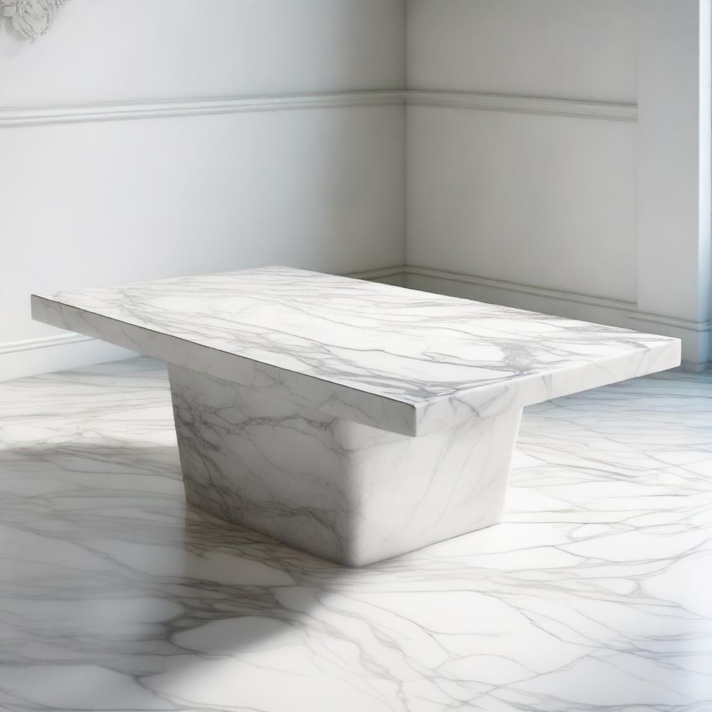 An image of a marble table viewed in perspective