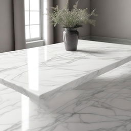 An image of a marble table viewed in perspective