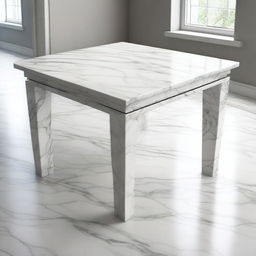 An image of a marble table viewed in perspective