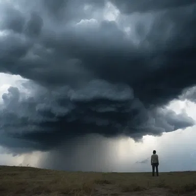 In the horror movie, the protagonist looked up to see dark storm clouds transforming into menacing cirrus clouds, foreshadowing the terrifying events about to unfold.