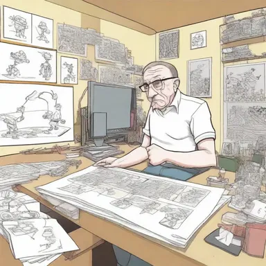 The recluse artist spends most of his time in his studio, creating cartoons.