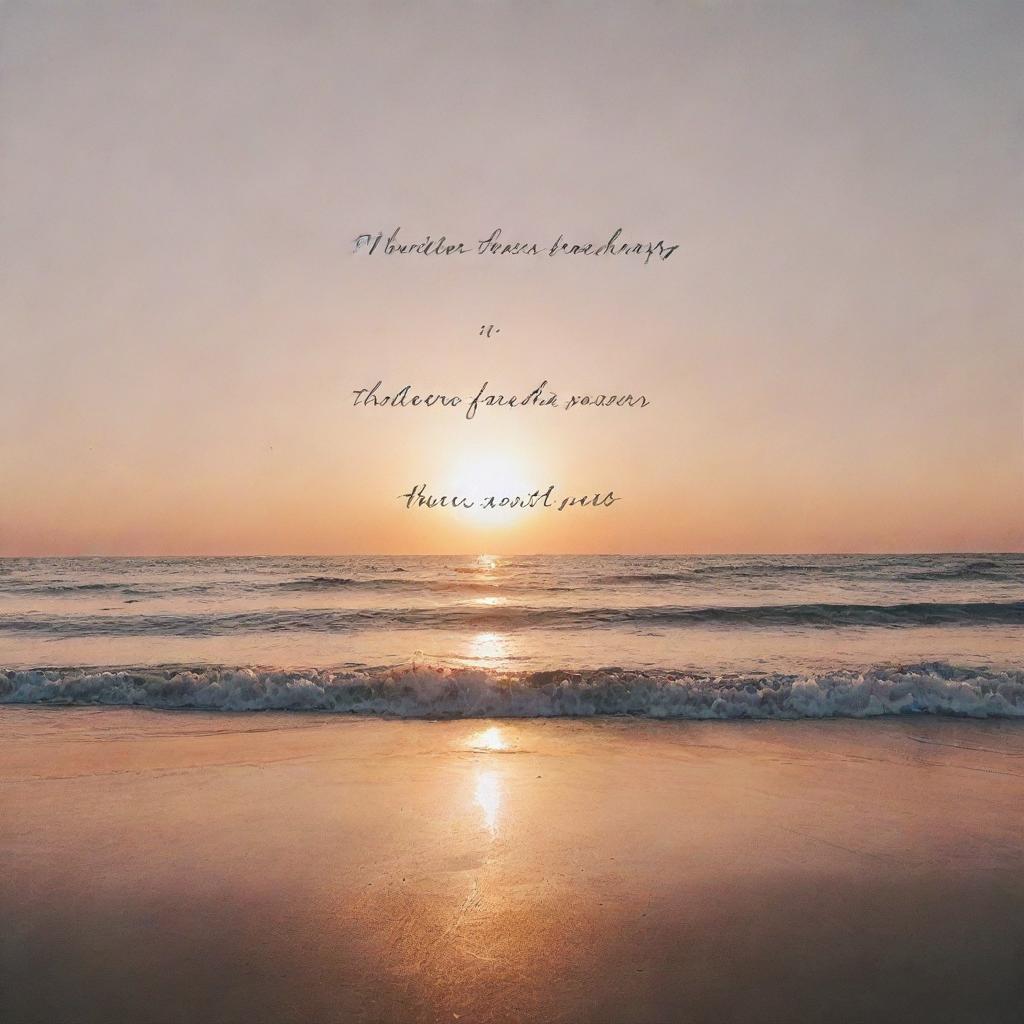 Aesthetic Instagram post featuring a scenic sunset on a beach with inspirational quote in stylish script font.