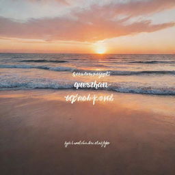 Aesthetic Instagram post featuring a scenic sunset on a beach with inspirational quote in stylish script font.