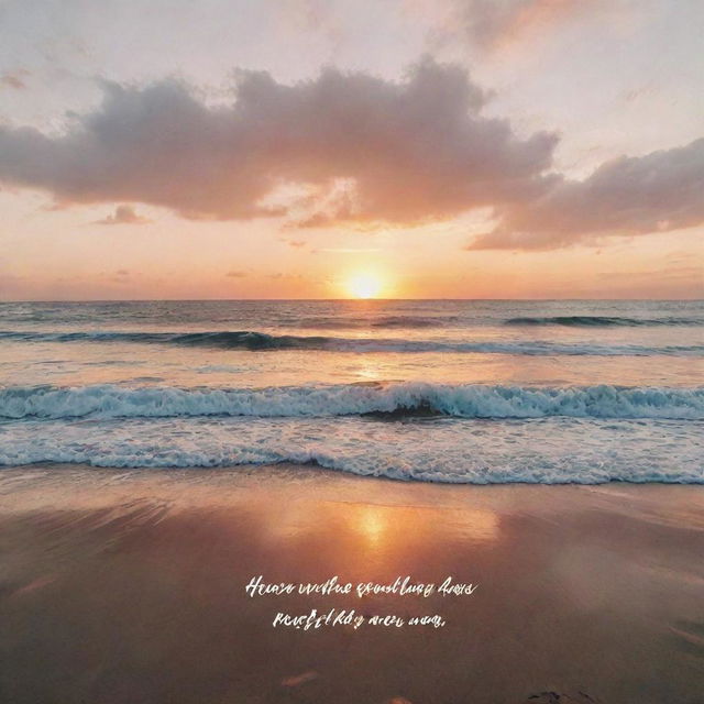 Aesthetic Instagram post featuring a scenic sunset on a beach with inspirational quote in stylish script font.