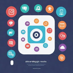 A graphic designed Instagram post themed on AI tools for SEO, featuring the tagline 'AI Magic tools for SEO'. Incorporate symbols of popular tools including GPT-3, Jasper, Keyword Insights, SEMrush SEO, Market Muse, Originality AI, Grammarly, and Yoast SEO. Also embed elements of AI and SEO themes.