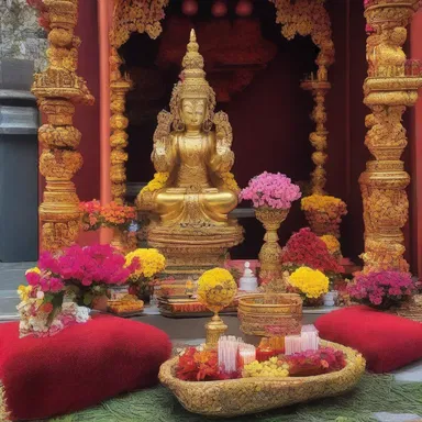 As a sign of respect and devotion, the worshippers offered props in the form of flowers and incense at the altar of their religious shrine.