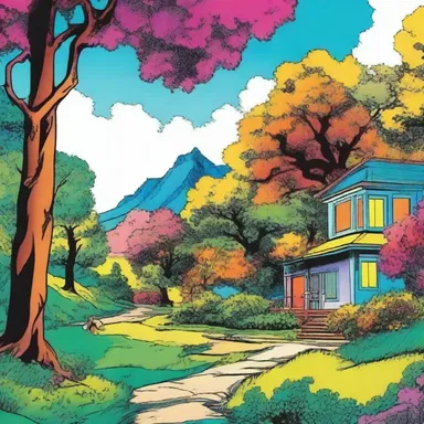 The comic strip artist used vibrant colors to depict the enchanting gloam scene.