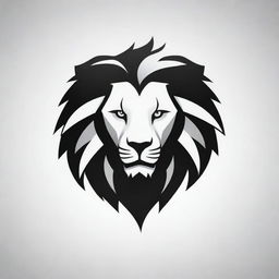 Design a logo for an esports team, the design concept being a black and white lion. Style it in a modern and dynamic manner, maintaining the balance between aggression and elegance.