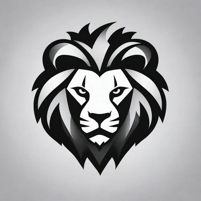 Design a logo for an esports team, the design concept being a black and white lion. Style it in a modern and dynamic manner, maintaining the balance between aggression and elegance.