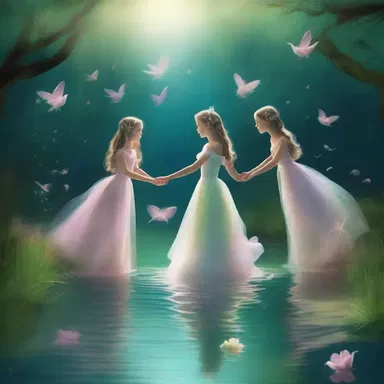 In the shallow pond, the enchanted creatures danced in a fantasy world.