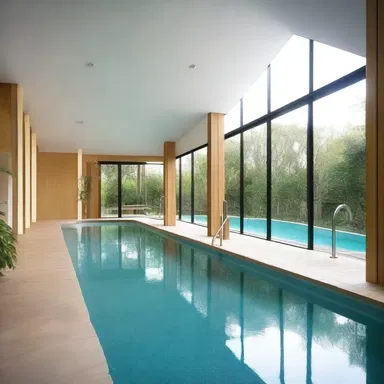 The architect designed a beautiful indoor pool with a shallow area for children to play safely.