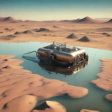 In the science fiction novel, the scientist invented a machine that could shallow lakes and turn them into vast deserts.