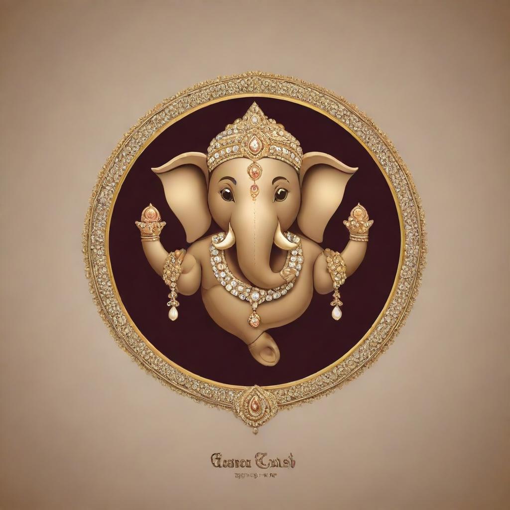 Create a luxurious logo featuring an elegant representation of Lord Ganesha, adorned with sophisticated jewelry. The color palette should enhance the ambiance of luxury and sophistication