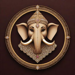 Create a luxurious logo featuring an elegant representation of Lord Ganesha, adorned with sophisticated jewelry. The color palette should enhance the ambiance of luxury and sophistication