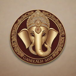 Modify the previous image by incorporating the text 'Shri Ganesh Jewellers' into the logo, maintaining the overall luxurious and sophisticated design