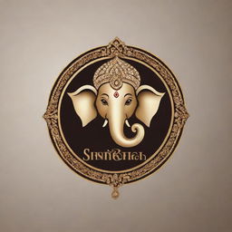 Modify the previous image by incorporating the text 'Shri Ganesh Jewellers' into the logo, maintaining the overall luxurious and sophisticated design