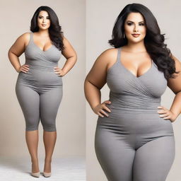 Create an image of a woman who is confident and attractive, with a curvy figure