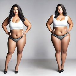 Create an image of a woman who is confident and attractive, with a curvy figure