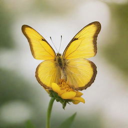 A yellow butterfly, radiating warmth and love, embodying the essence of a mother.