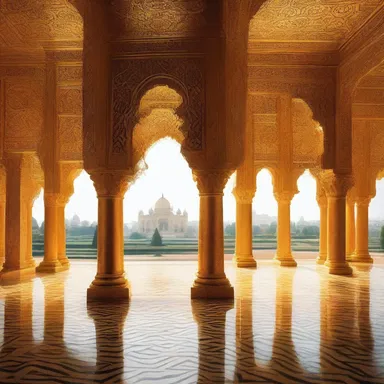 The author described the magical palace as engilded with intricate patterns of gold, sparkling brilliantly under the sun.
