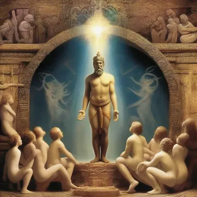 According to the ancient myth, there was a god who created a dreamworld where humans could experience their deepest desires.