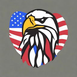 Generate a patriotic t-shirt design featuring symbols of nationalism such as the national flag, eagle, and other iconic images that represent patriotism