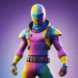 A Fortnite player in colorful avatar gear, standing ready for battle in a vibrant game world