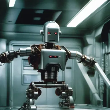 The robot in the science fiction movie squeezed out the fuel from the spaceship to power itself.