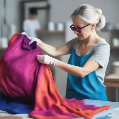 The fashion designer used a special technique to squeeze out the excess dye from the fabric during the dyeing process.
