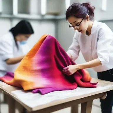 The fashion designer used a special technique to squeeze out the excess dye from the fabric during the dyeing process.