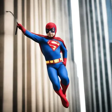 As the superhero prepared to swing from building to building, he used his super strength to squeeze out an impressive burst of webbing.