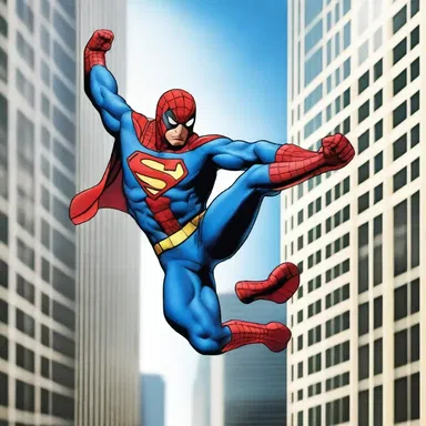 As the superhero prepared to swing from building to building, he used his super strength to squeeze out an impressive burst of webbing.