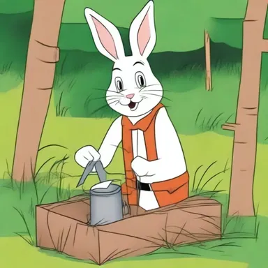 In the cartoon, the clever rabbit managed to squeeze out of the trap set by the hunter.