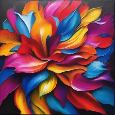 The artist used various techniques to squeeze out the vibrant colors on the canvas and create a mesmerizing masterpiece.