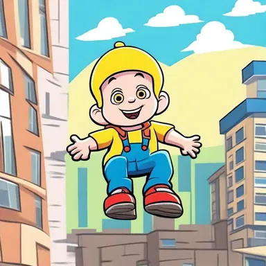 In the cartoon show, the cute character's fear of heights always leads to hilarious and chaotic situations.