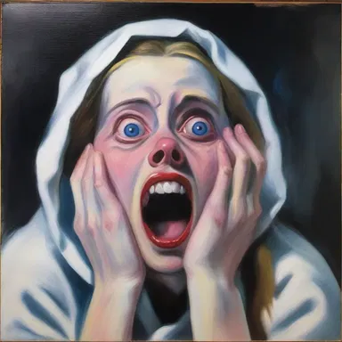 The painting depicted a woman frozen in fear, capturing the intensity of the anxious feeling.
