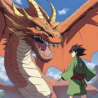 In the anime series, the protagonists fear the power of the mighty dragon.