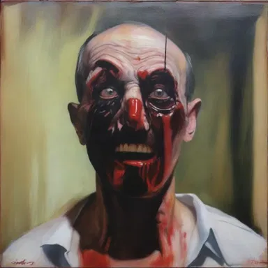 The artist's painting captures a sense of fear in the eyes of the subject.