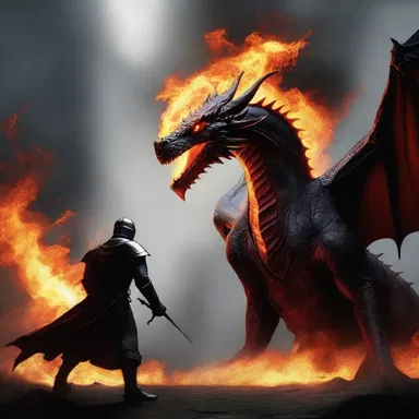 The knight feared the dragon's fiery breath as it approached him.