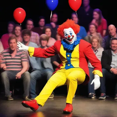 The clown's funny antics made everyone in the audience laugh, except for Mark who fears clowns and found it terrifying instead.